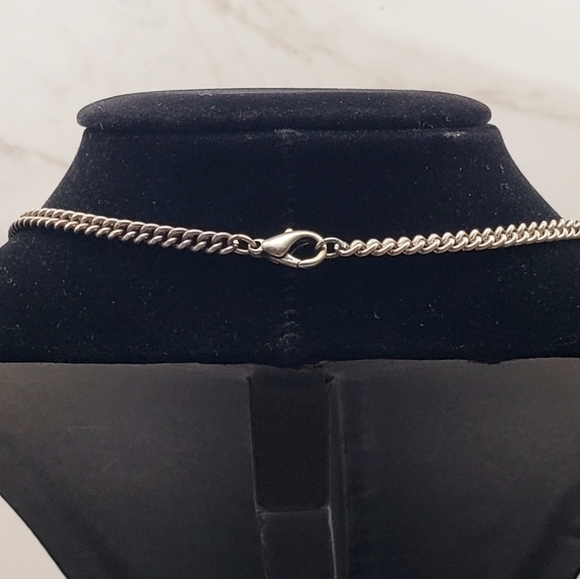 Pretty Turquoise Stone on Silver Moon Pendant Necklace - Picture 3 of 8